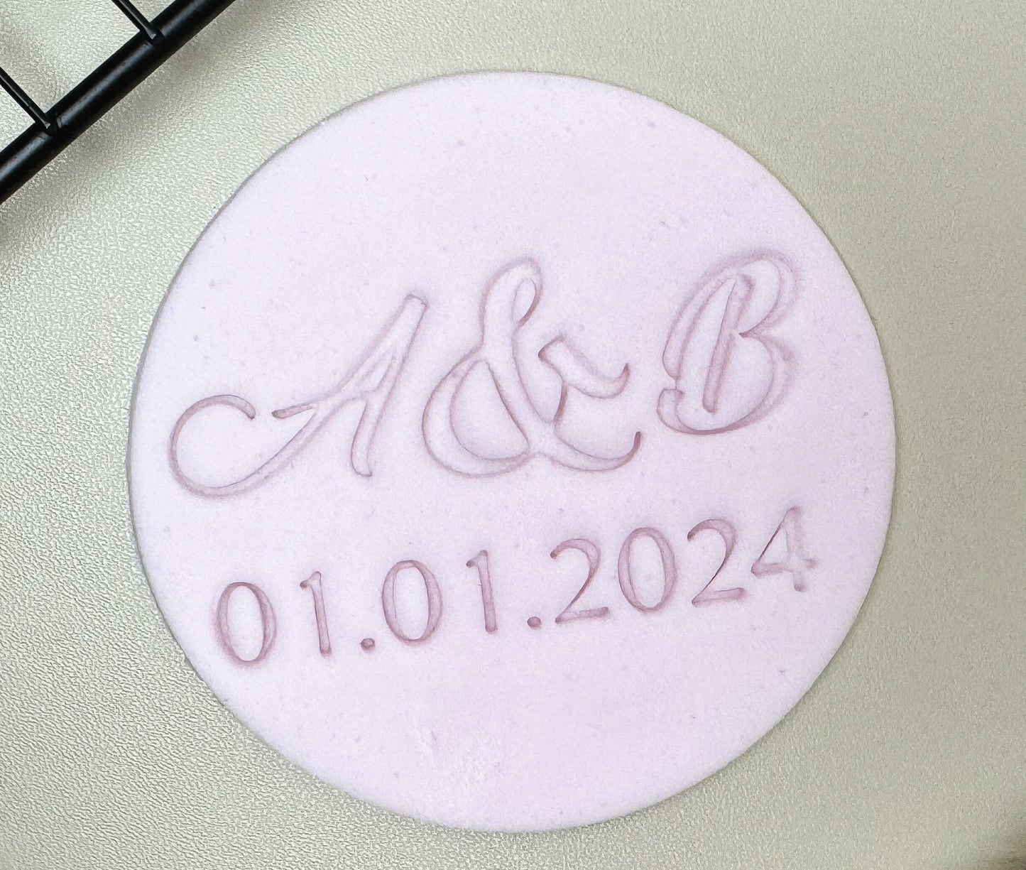 Initials and Date Fondant Embosser Custom Letters Stamp Personalized writing Press - Cookie Cutter Baking Decorations