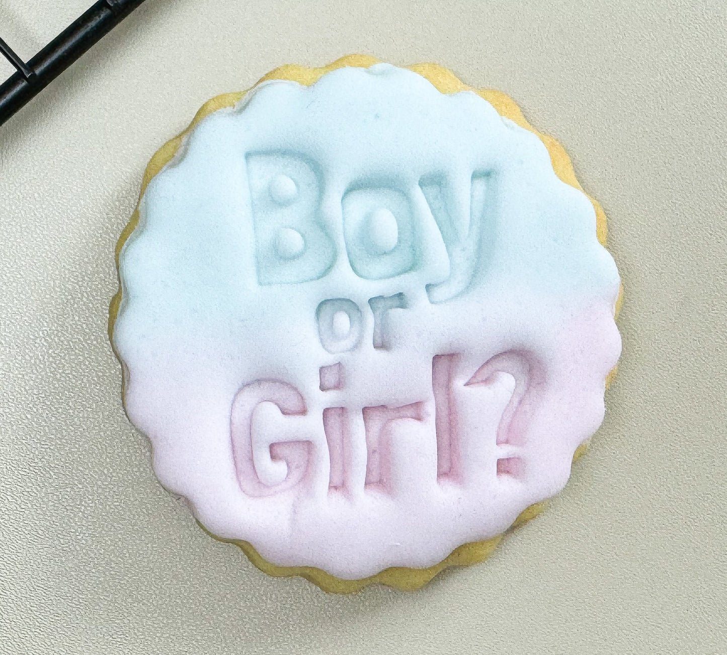 Gender Reveal Fondant Embosser Boy or Girl Stamp - Parents Surprise Cookie Cutter - Detailed Biscuit Press