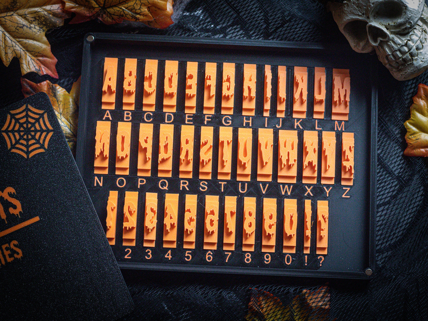 Halloween Fondant Stamp Kit / Horror spooky stencils A-Z, 0-9, Pressing your customized text in a scary way