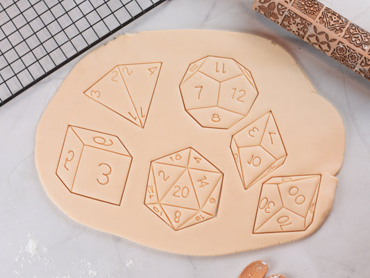 Gaming Dice Cookie Cutter Set | DnD, Fantasy, RPG, D20, D12, D10, D6, D4 Cookie Fondant Cutters