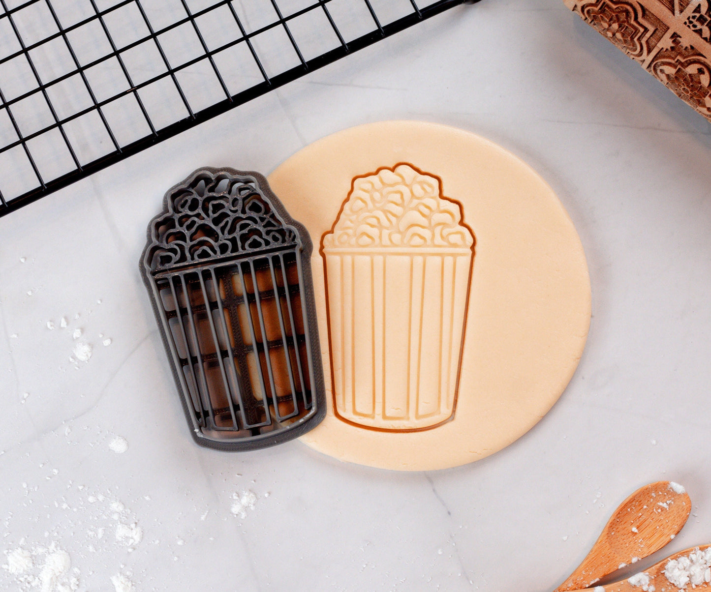 Bucket of Popcorn Cookie Cutter | Movie Night Cookie Fondant Cutter | 3 Sizes Available