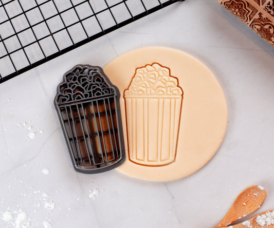 Bucket of Popcorn Cookie Cutter | Movie Night Cookie Fondant Cutter | 3 Sizes Available