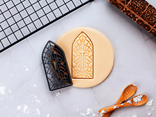 Stained Glass Window Cookie Cutter | Church Cross Fondant Cutter | 3 Sizes Available